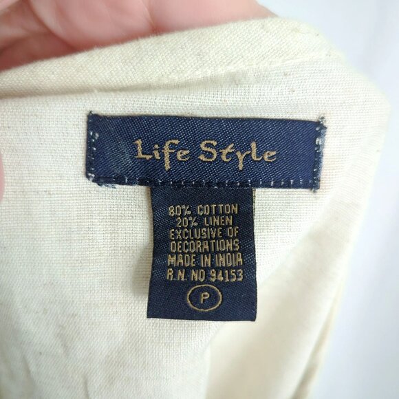Vintage Life Style Vest Small Cottagecore Beige Cutout - Picture 9 of 9